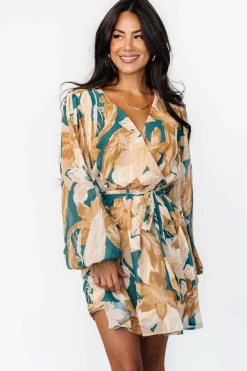 Baltic Born Juno Short Dress | Green + Gold Floral