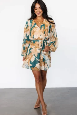 Baltic Born Juno Short Dress | Green + Gold Floral