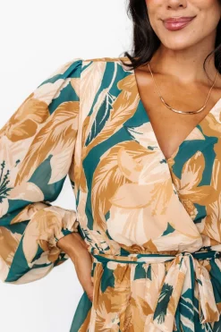 Baltic Born Juno Short Dress | Green + Gold Floral