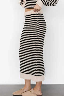 Baltic Born Justina Striped Knit Skirt | Black + Cream