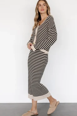 Baltic Born Justina Striped Knit Skirt | Black + Cream