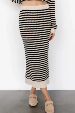 Baltic Born Justina Striped Knit Skirt | Black + Cream