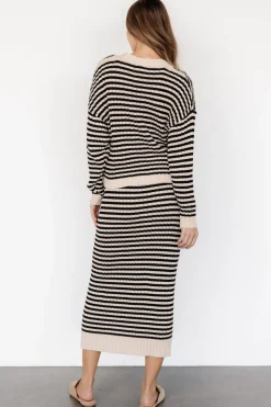 Baltic Born Justina Striped Knit Skirt | Black + Cream