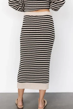 Baltic Born Justina Striped Knit Skirt | Black + Cream
