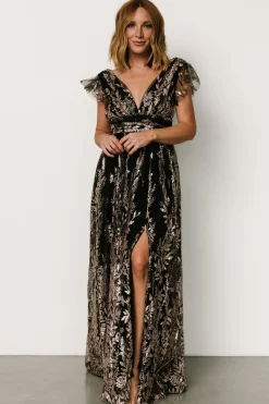 Baltic Born Karina Shimmer Gown | Black + Rose Gold