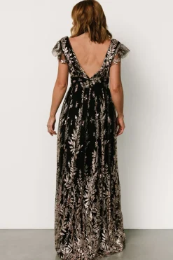 Baltic Born Karina Shimmer Gown | Black + Rose Gold