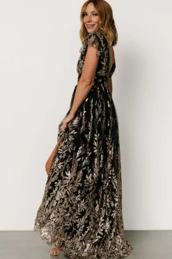 Baltic Born Karina Shimmer Gown | Black + Rose Gold