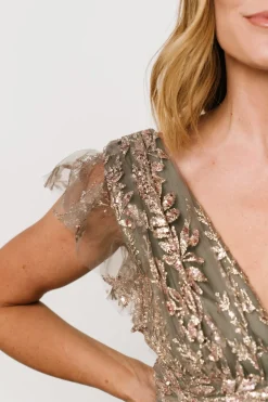 Baltic Born Karina Shimmer Gown | Eucalyptus + Rose Gold