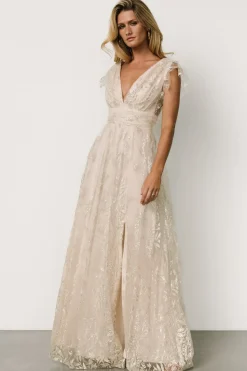 Baltic Born Karina Shimmer Gown | Ivory + Silver