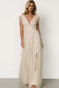 Baltic Born Karina Shimmer Gown | Ivory + Silver