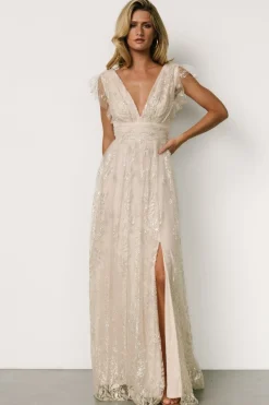 Baltic Born Karina Shimmer Gown | Ivory + Silver