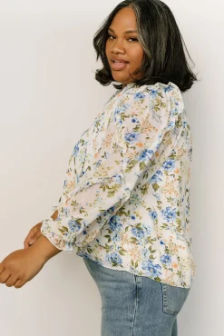 Baltic Born Karlie Long Sleeve Ruffle Top | Blue Floral