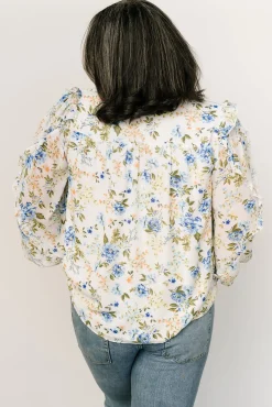 Baltic Born Karlie Long Sleeve Ruffle Top | Blue Floral