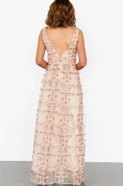Baltic Born Kassia Applique Maxi Dress | Nude + Pink
