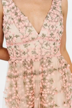 Baltic Born Kassia Applique Maxi Dress | Nude + Pink