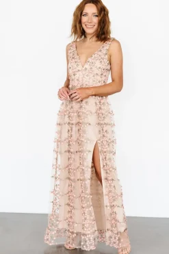 Baltic Born Kassia Applique Maxi Dress | Nude + Pink