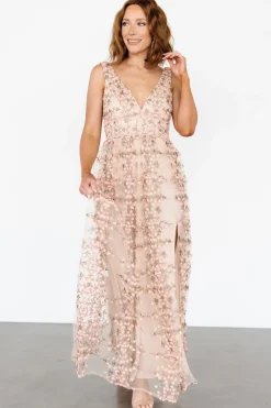 Baltic Born Kassia Applique Maxi Dress | Nude + Pink