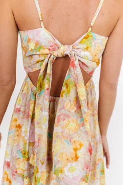 Baltic Born Katalina Back Tie Midi Dress | Pastel Multi