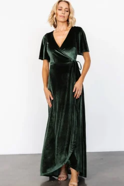Baltic Born Katelyn Velvet Maxi Wrap Dress | Deep Green