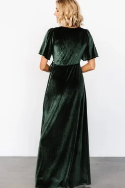 Baltic Born Katelyn Velvet Maxi Wrap Dress | Deep Green