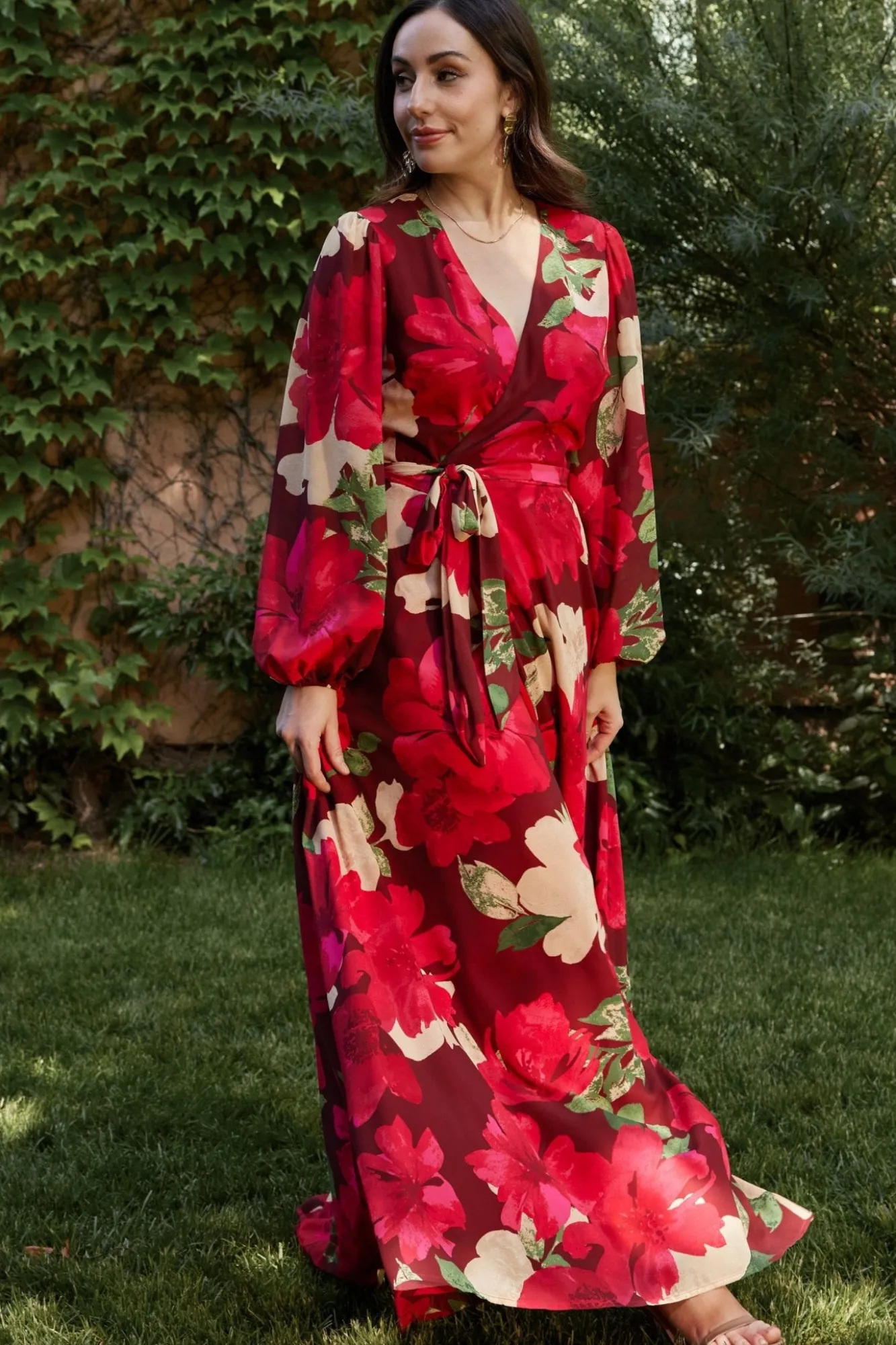 Baltic Born Katinka Wrap Maxi Dress | Burgundy Multi Floral