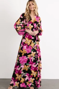 Baltic Born Katinka Wrap Maxi Dress | Black Multi Floral
