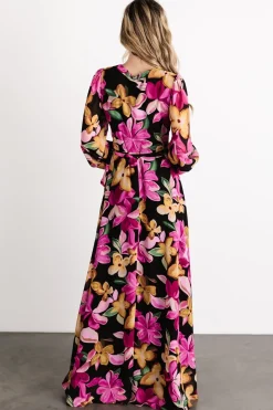 Baltic Born Katinka Wrap Maxi Dress | Black Multi Floral