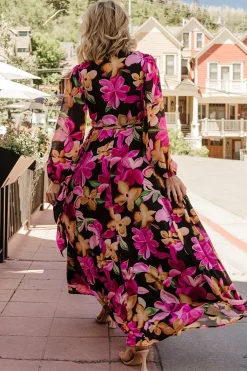 Baltic Born Katinka Wrap Maxi Dress | Black Multi Floral