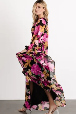 Baltic Born Katinka Wrap Maxi Dress | Black Multi Floral