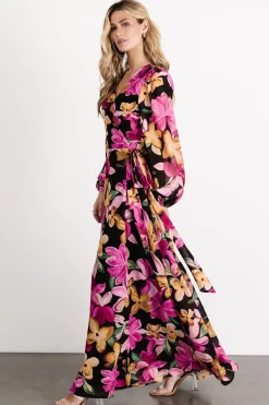 Baltic Born Katinka Wrap Maxi Dress | Black Multi Floral