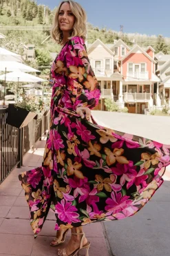 Baltic Born Katinka Wrap Maxi Dress | Black Multi Floral