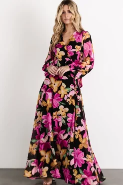 Baltic Born Katinka Wrap Maxi Dress | Black Multi Floral