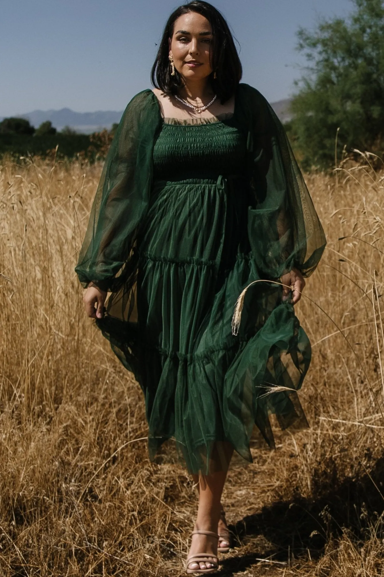 Baltic Born Katrina Tulle Maxi Dress | Dark Green
