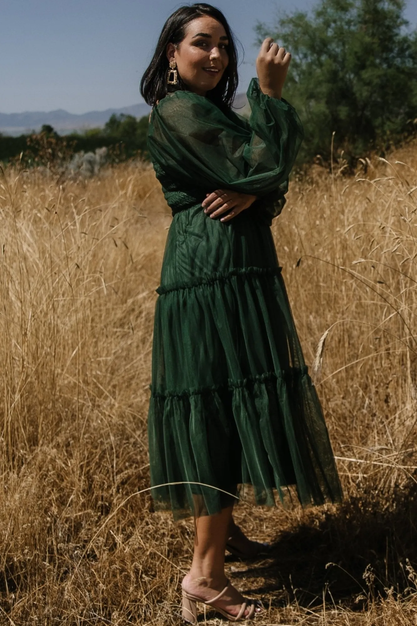 Baltic Born Katrina Tulle Maxi Dress | Dark Green