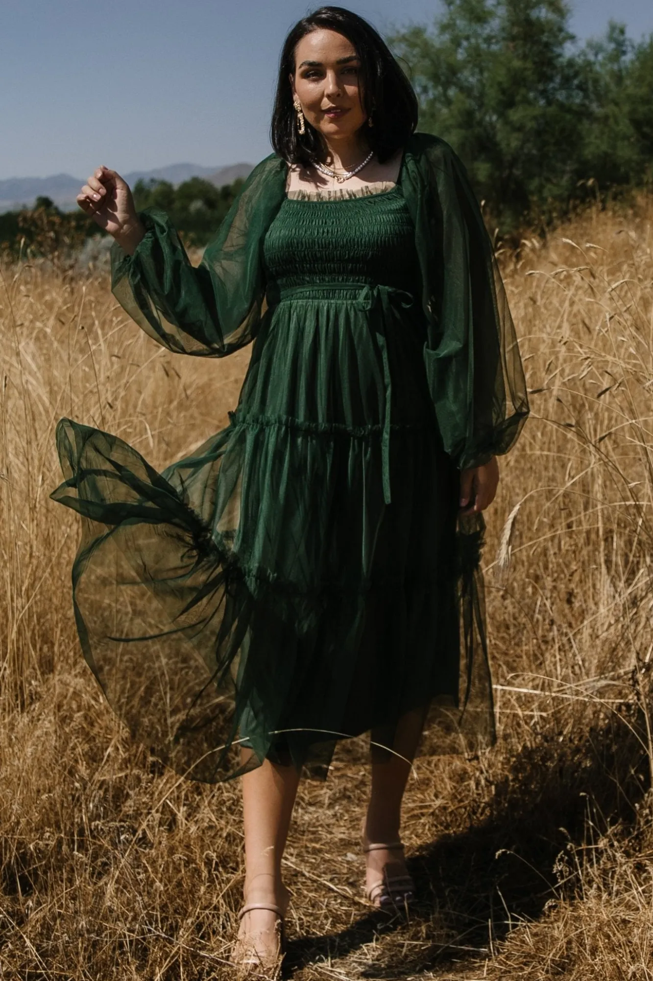 Baltic Born Katrina Tulle Maxi Dress | Dark Green