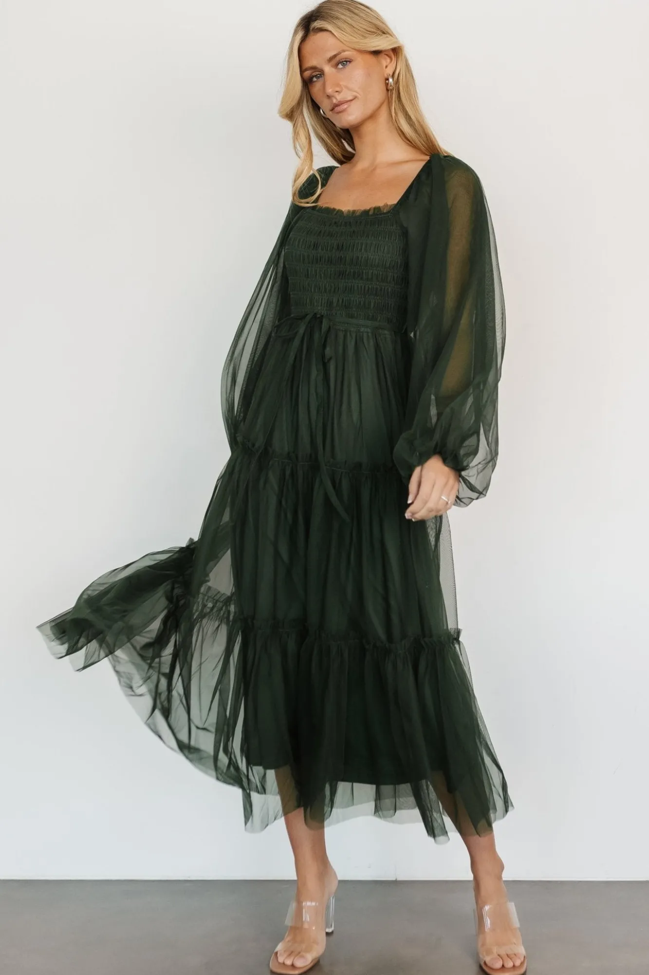 Baltic Born Katrina Tulle Maxi Dress | Dark Green