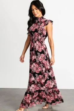 Baltic Born Kearny Ruffle Maxi Dress | Black + Mauve
