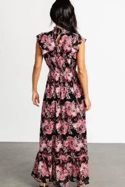 Baltic Born Kearny Ruffle Maxi Dress | Black + Mauve