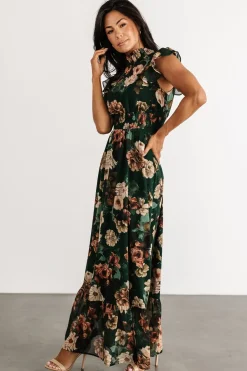 Baltic Born Kearny Ruffle Maxi Dress | Dark Green Floral
