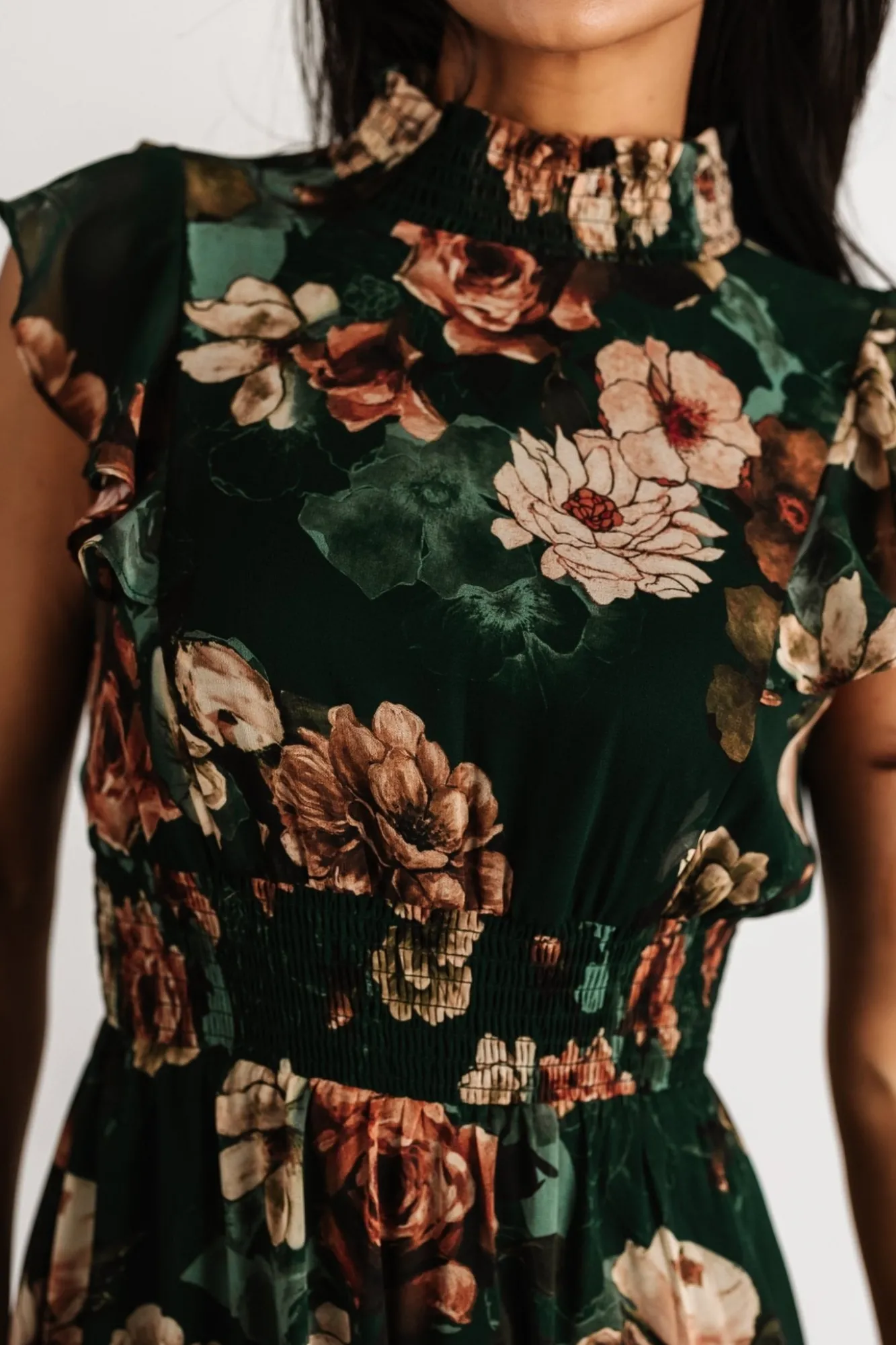 Baltic Born Kearny Ruffle Maxi Dress | Dark Green Floral