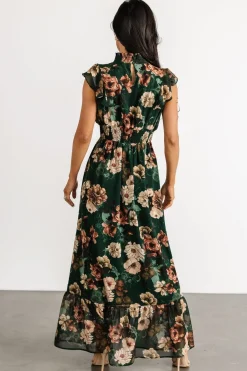 Baltic Born Kearny Ruffle Maxi Dress | Dark Green Floral