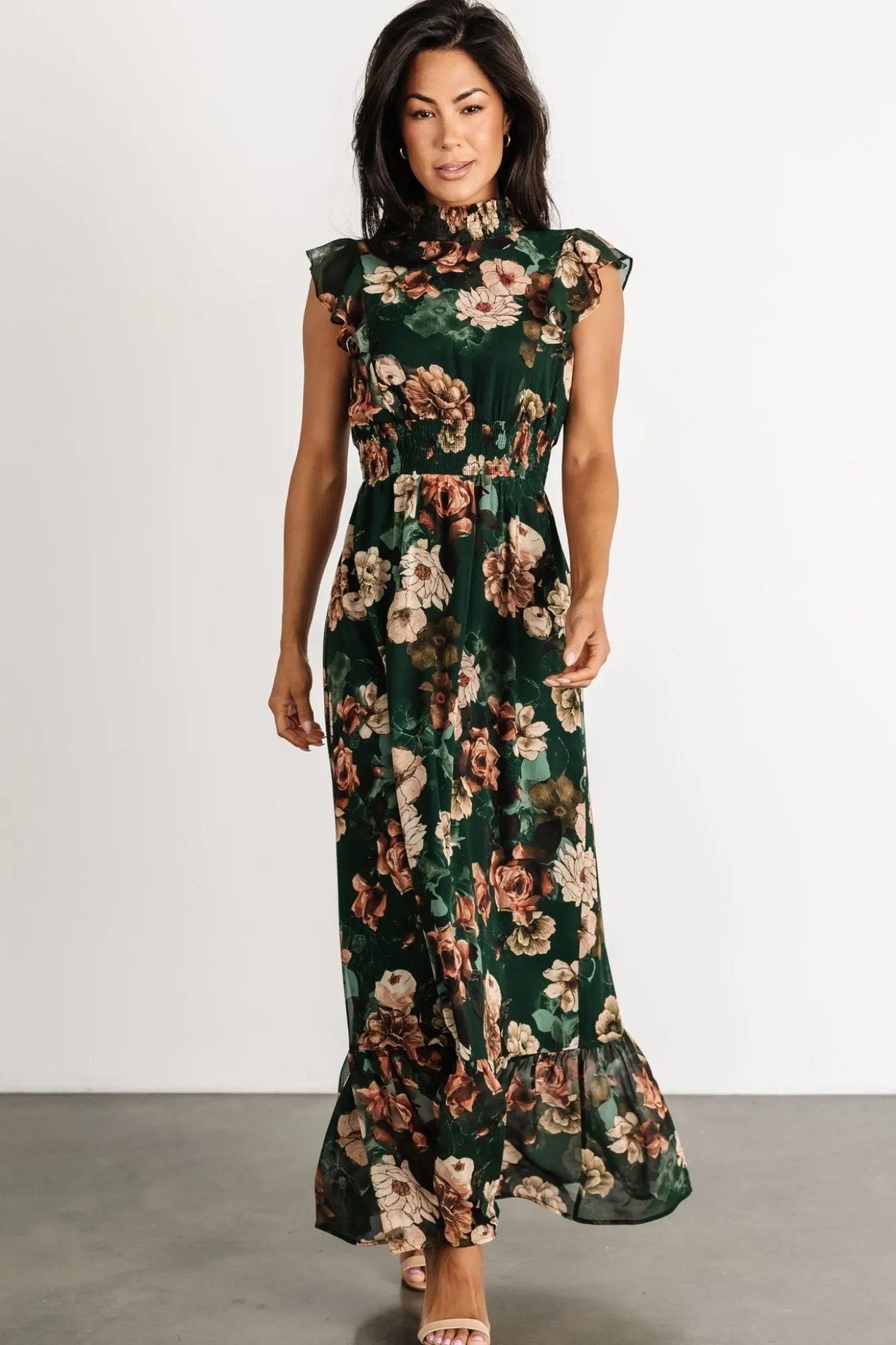 Baltic Born Kearny Ruffle Maxi Dress | Dark Green Floral