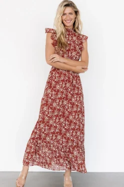 Baltic Born Kearny Ruffle Maxi Dress | Rust Print