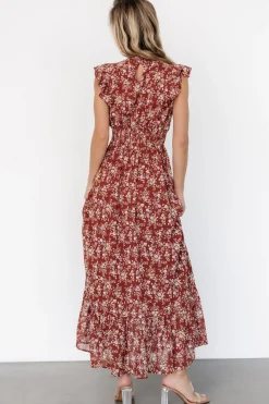 Baltic Born Kearny Ruffle Maxi Dress | Rust Print