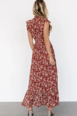 Baltic Born Kearny Ruffle Maxi Dress | Rust Print