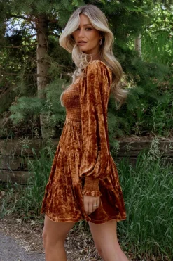 Baltic Born Kele Crushed Velvet Mini Dress | Light Copper
