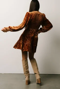 Baltic Born Kele Crushed Velvet Mini Dress | Light Copper