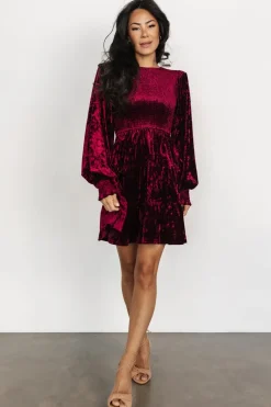 Baltic Born Kele Crushed Velvet Mini Dress | Deep Berry