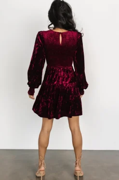 Baltic Born Kele Crushed Velvet Mini Dress | Deep Berry