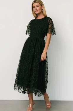 Baltic Born Kendra Embroidered Dress | Dark Green